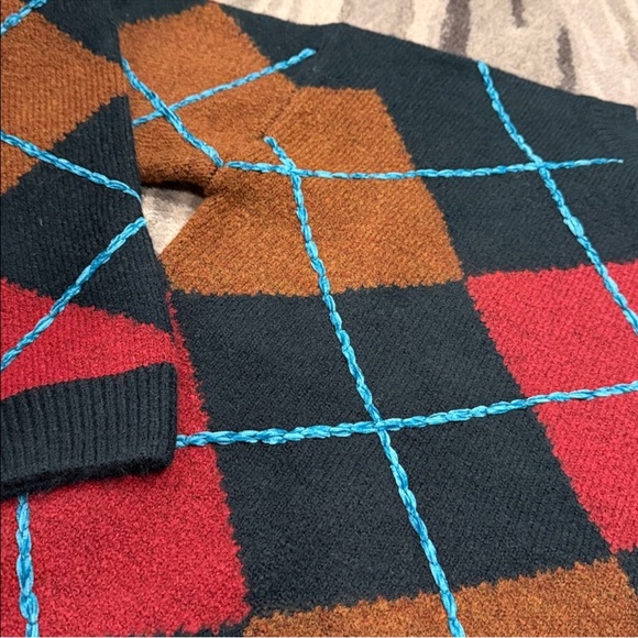 NWT Anthropologie English Factory Fuzzy Argule Crew Neck Sweater Dark Green - Picture 7 of 12